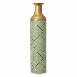 Navy Facet Metal Flower Vase – Sage Charcoal Chevron Lattice decorative metal vase shown in a product view.