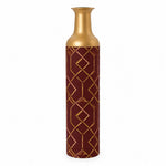 Navy Facet Metal Flower Vase – Burgundy Blush Chevron Lattice decorative metal vase shown in a product view.