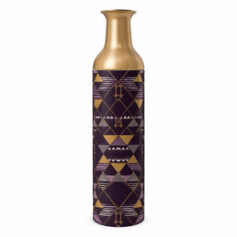 Sand Lattice Metal Flower Vase – Aubergine Gold Triangle decorative metal vase shown in a product view.