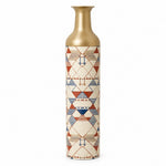 Sand Lattice Metal Flower Vase – Cream Brick Triangle decorative metal vase shown in a product view.
