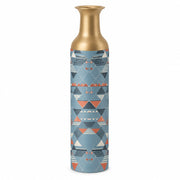 Sand Lattice Metal Flower Vase – Slate Blue Triangle decorative metal vase shown in a product view.