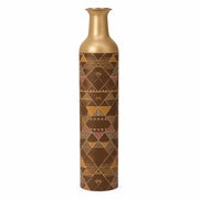 Sand Lattice Metal Flower Vase – Cocoa Gold Triangle decorative metal vase shown in a product view.