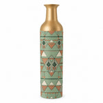 Sand Lattice Metal Flower Vase – Sage Sprig Triangle decorative metal vase shown in a product view.