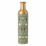 Sand Lattice Metal Flower Vase – Sage Sprig Triangle decorative metal vase shown in a product view.