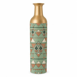 Sand Lattice Metal Flower Vase – Sage Sprig Triangle decorative metal vase shown in a product view.