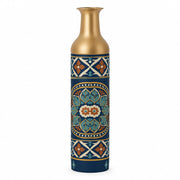 Lagoon Tile Metal Flower Vase – Deep Navy Rosette Tile decorative metal vase shown in a product view.
