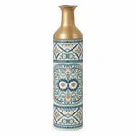 Lagoon Tile Metal Flower Vase – Ivory Rosette Tile decorative metal vase shown in a product view.