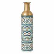 Lagoon Tile Metal Flower Vase – Ivory Rosette Tile decorative metal vase shown in a product view.
