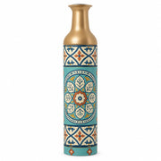 Lagoon Tile Metal Flower Vase – Turquoise Rosette Tile decorative metal vase shown in a product view.