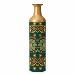 Lagoon Tile Metal Flower Vase – Emerald Rosette Tile decorative metal vase shown in a product view.