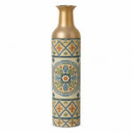 Lagoon Tile Metal Flower Vase – Aged Sand Rosette Tile decorative metal vase shown in a product view.