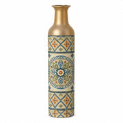Lagoon Tile Metal Flower Vase – Aged Sand Rosette Tile decorative metal vase shown in a product view.