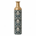 Baroque Scroll Metal Flower Vase – Deep Ink Acanthus Column decorative metal vase shown in a product view.