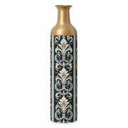 Baroque Scroll Metal Flower Vase – Deep Ink Acanthus Column decorative metal vase shown in a product view.