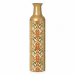Baroque Scroll Metal Flower Vase – Chalk Ivory Terracotta Frond decorative metal vase shown in a product view.