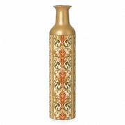 Baroque Scroll Metal Flower Vase – Chalk Ivory Terracotta Frond decorative metal vase shown in a product view.