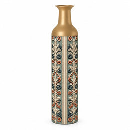 Baroque Scroll Metal Flower Vase – Sage Slate Acanthus Panel decorative metal vase shown in a product view.