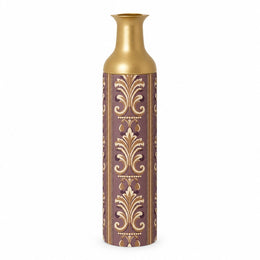 Baroque Scroll Metal Flower Vase – Dusty Plum Volute Relief decorative metal vase shown in a product view.
