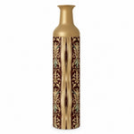 Baroque Scroll Metal Flower Vase – Oxblood Champagne Scrollwork decorative metal vase shown in a product view.