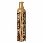 Baroque Scroll Metal Flower Vase – Oxblood Champagne Scrollwork decorative metal vase shown in a product view.