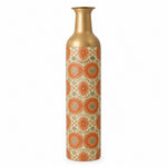 Cobalt Roundel Metal Flower Vase – Sand Coral Roundel decorative metal vase shown in a product view.