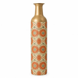 Cobalt Roundel Metal Flower Vase – Sand Coral Roundel decorative metal vase shown in a product view.
