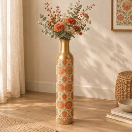 Cobalt Roundel Metal Flower Vase – Sand Coral Roundel - MintiHome