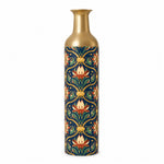 Gilded Jaali Metal Flower Vase – Deep Ink Gold Trellis decorative metal vase shown in a product view.