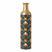 Gilded Jaali Metal Flower Vase – Deep Ink Gold Trellis decorative metal vase shown in a product view.