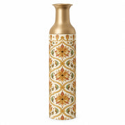 Gilded Jaali Metal Flower Vase – Chalk Ivory Rosette decorative metal vase shown in a product view.