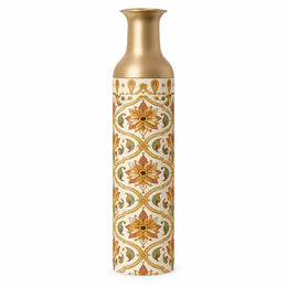 Gilded Jaali Metal Flower Vase – Chalk Ivory Rosette decorative metal vase shown in a product view.