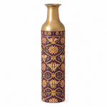 Gilded Jaali Metal Flower Vase – Dusky Plum Trellis decorative metal vase shown in a product view.