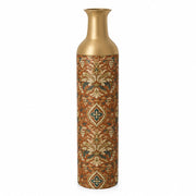 Verdigris Damask Metal Flower Vase – Oxide Rust Ogee Medallion decorative metal vase shown in a product view.