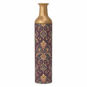 Verdigris Damask Metal Flower Vase – Dusky Plum Silhouette Vines decorative metal vase shown in a product view.