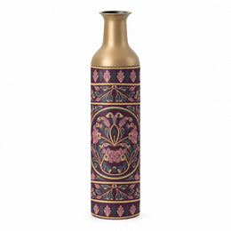 Saffron Meena Metal Flower Vase – Dusky Plum Vine Silhouette decorative metal vase shown in a product view.