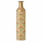 Saffron Meena Metal Flower Vase – Sand Saffron Leaf Register decorative metal vase shown in a product view.