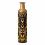 Gilt Ogee Metal Flower Vase – Deep Lacquer Blossom Panel decorative metal vase shown in a product view.
