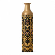 Gilt Ogee Metal Flower Vase – Deep Lacquer Blossom Panel decorative metal vase shown in a product view.