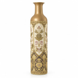 Gilt Ogee Metal Flower Vase – Chalk Ivory Hairline Register decorative metal vase shown in a product view.