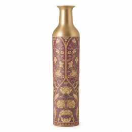 Gilt Ogee Metal Flower Vase – Dusty Rose Silhouette Cameo decorative metal vase shown in a product view.