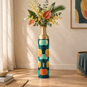 Retro Pebble Metal Flower Vase – Midnight Teal Pebble Field - MintiHome