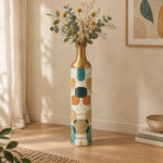Retro Pebble Metal Flower Vase – Chalk Ivory Hairline Field - MintiHome
