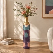 Retro Pebble Metal Flower Vase – Dusty Plum Carved Field - MintiHome