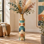 Retro Pebble Metal Flower Vase – Sand Bleach Pebble Weave - MintiHome