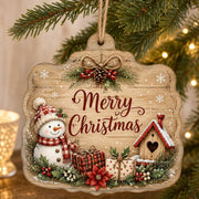 Merry Christmas Bell MDF Wood Hanging Wall Decor – Snowman hanging wall decor with printed artwork and cut silhouette.