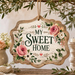 My Sweet Home MDF Wood Hanging Wall Decor – Roses hanging wall decor with printed artwork and cut silhouette.