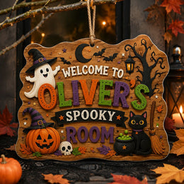Oliver Spooky Room MDF Wood Hanging Wall Decor – Personalized - MintiHome