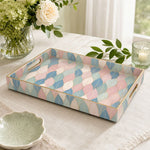 Pastel Leaves Floral Plastic Serving Tray – Full Print Modern - MintiHome