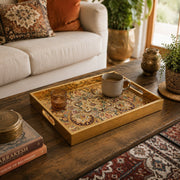 Persian Mandala Glass Serving Tray – Ruby Emerald Gold - MintiHome