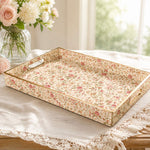 Pink Roses Floral Plastic Serving Tray – Full Print Shabby Chic - MintiHome